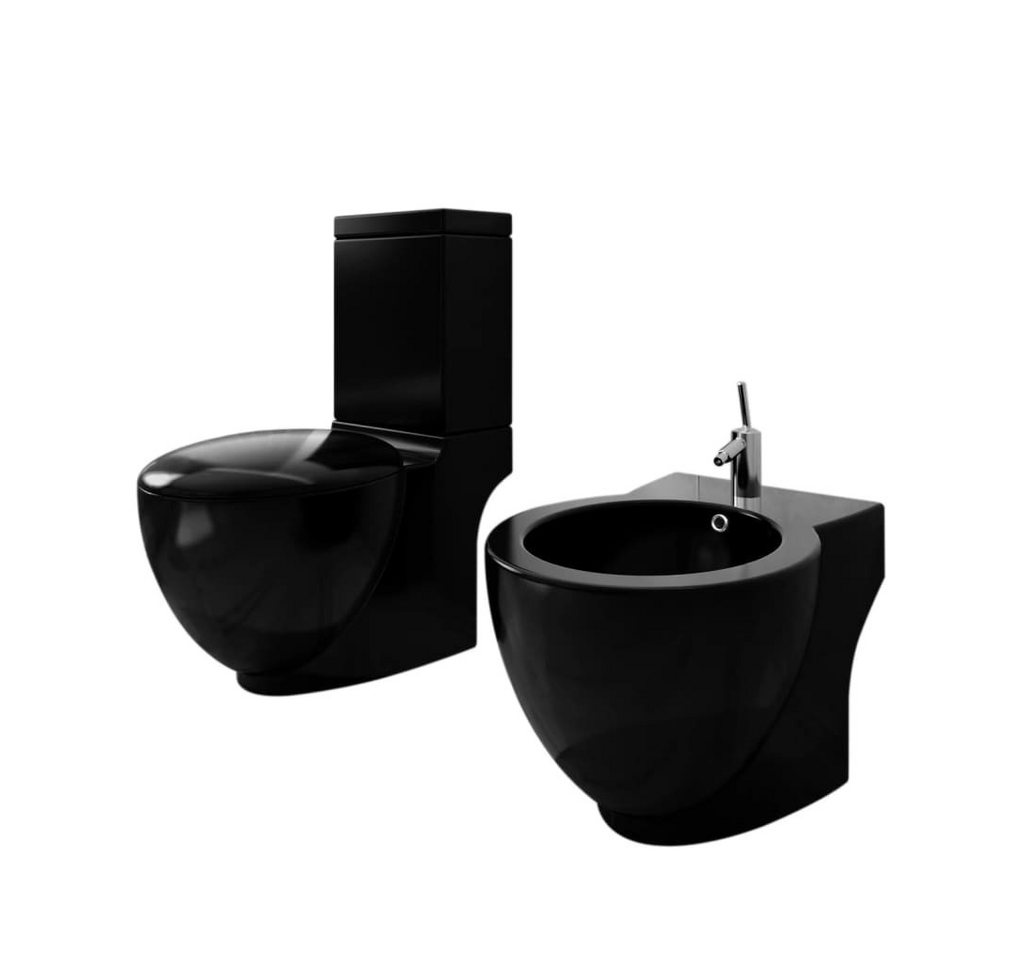 vidaXL Bidet Stand-WC & Bidet Set Schwarz Keramik von vidaXL