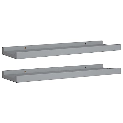 vidaXL 2X Bilderleiste Fotoleiste Bilderregal Galerieboard Wandregal Regal Wandboard für Bilderrahmen Fotorahmen Grau 40x9x3cm MDF von vidaXL