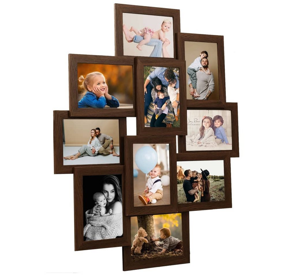 vidaXL Bilderrahmen Collage Bilderrahmen für 10x(13x18 cm) Fotos Dunkelbraun MDF, (1 St) von vidaXL