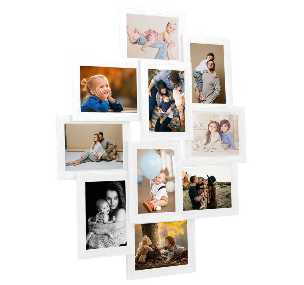vidaXL Bilderrahmen Collage Bilderrahmen für 10x(13x18 cm) Fotos Weiß MDF, (1 St) von vidaXL