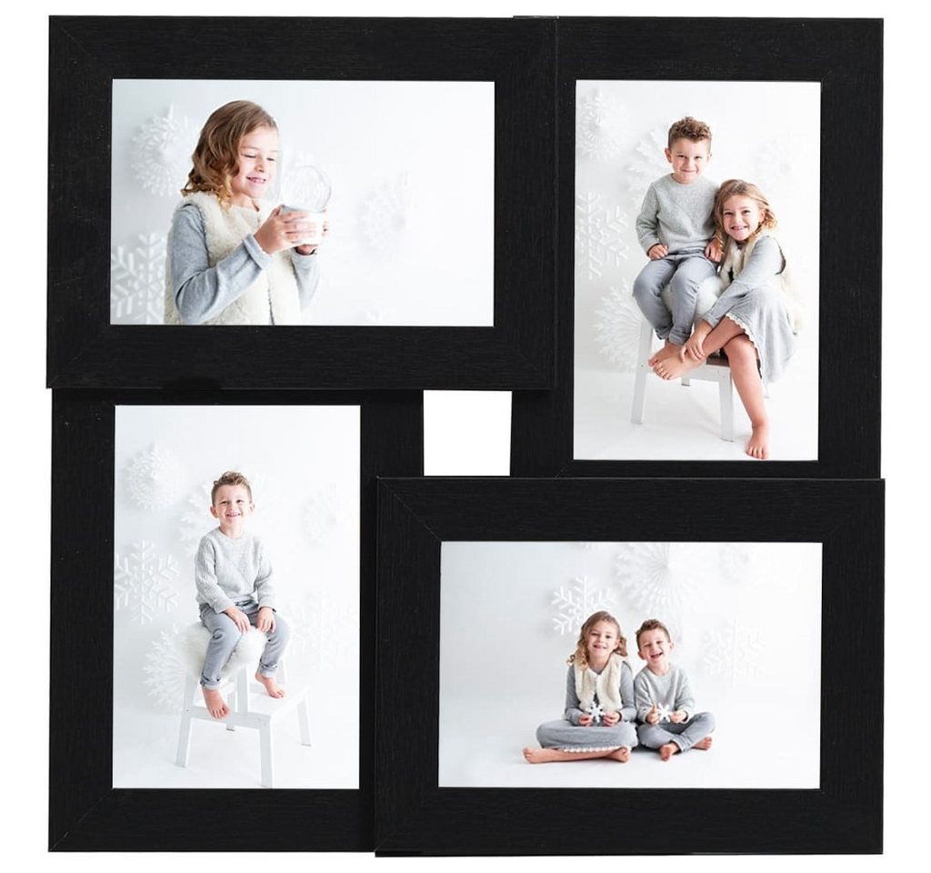 vidaXL Bilderrahmen Collage Bilderrahmen für 4x(13x18 cm) Fotos Schwarz MDF, (1 St) von vidaXL