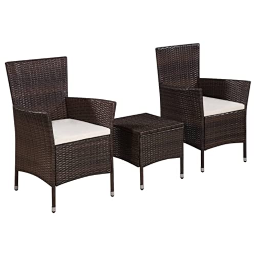 vidaXL Bistro Set Poly Rattan Braun Balkonset Gartenmöbel Sitzgruppe Terrasse von vidaXL