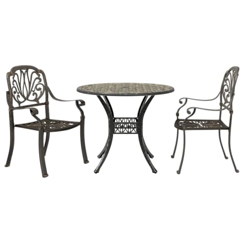 vidaXL Bistroset 3-TLG., Balkonset Tisch 2 Stühle, Sitzgruppe für Garten Terrasse Balkon, Balkonmöbel Gartenmöbel, Bronzen Aluminiumguss vidaXL Bistroset 3-TLG., Balkonset Tisch 2 Stühle, Sitzgruppe für Garten Terrasse Balkon, Balkonmöbel Gartenmöbel, Bronzen Aluminiumguss von vidaXL