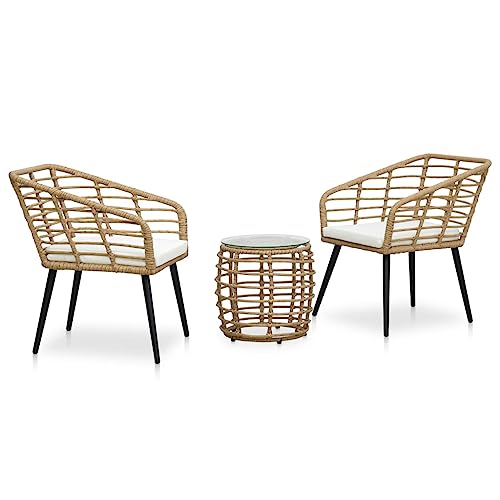 vidaXL Bistroset 3-TLG. Balkonset Sitzgruppe Gartenmöbel Rattanmöbel Gartenset Balkonmöbel Sitzgarnitur Gartengarnitur Poly Rattan Eichefarben von vidaXL