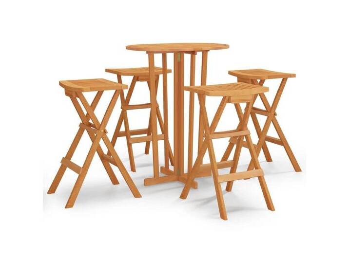 vidaXL Bistrotisch, 5-tlg. Bar-Set Klappbar Massivholz Teak von vidaXL