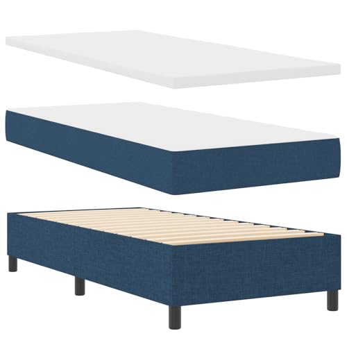 vidaXL Blaues Boxspringbett-Set mit Matratze & Bank 90X200 cm Zeitgenössisch Schaumstoffrahmen Schlafzimmermöbel Schutz Topper Stauraum Modern Rechteckig vidaXL Blaues Boxspringbett-Set mit Matratze & Bank 90X200 cm Zeitgenössisch Schaumstoffrahmen Schlafzimmermöbel Schutz Topper Stauraum Modern Rechteckig von vidaXL