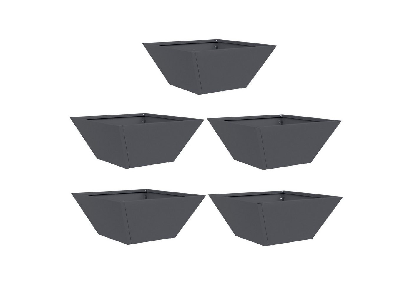 vidaXL Blumentopf Kunststoff-Pflanzer 5 pcs Anthrazit 35 x 35 x 15 cm Stahl (5 St) von vidaXL