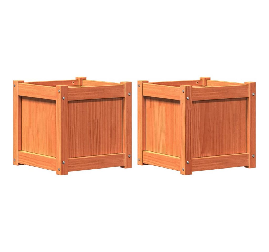 vidaXL Blumentopf Pflanzkübel 2 Stk. Wachsbraun Massivholz Kiefer (2 St) von vidaXL