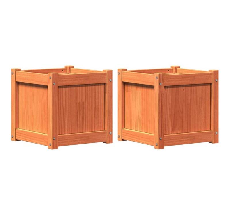 vidaXL Blumentopf Pflanzkübel 2 Stk. Wachsbraun Massivholz Kiefer (2 St) von vidaXL