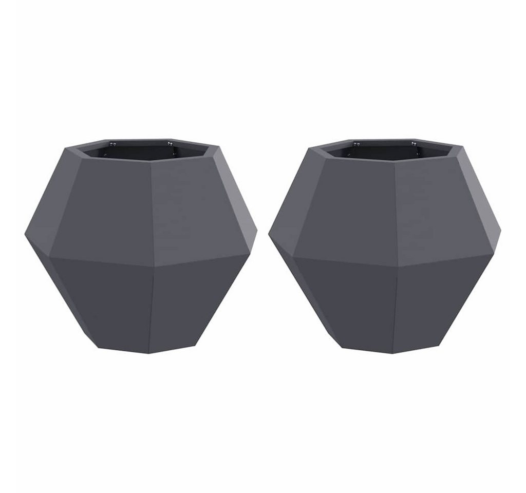 vidaXL Blumentopf Pflanzkübel 2 pcs Anthrazit 50 x 50 x 40 cm Stahl (2 St) von vidaXL