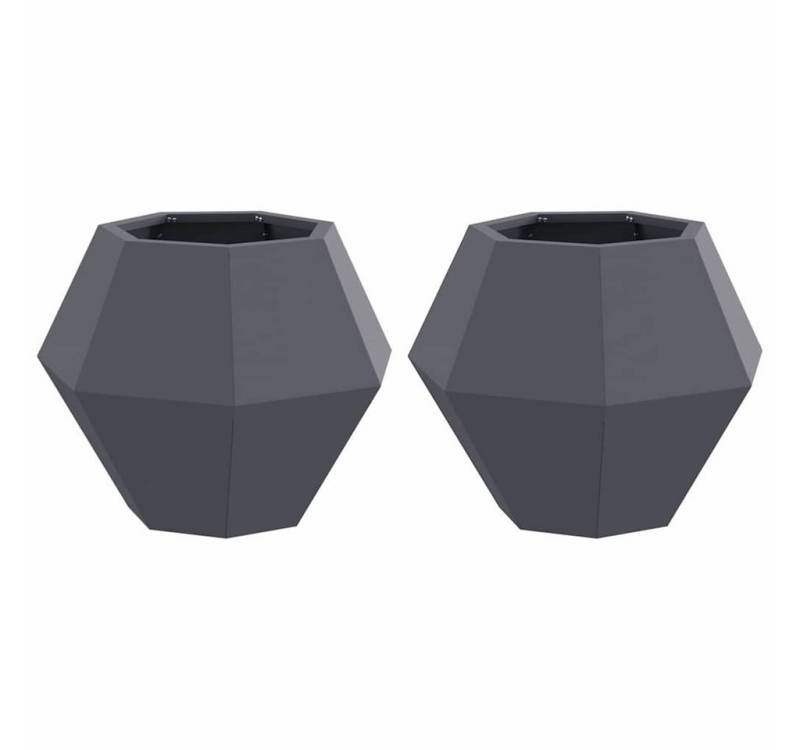 vidaXL Blumentopf Pflanzkübel 2 pcs Anthrazit 50 x 50 x 40 cm Stahl (2 St) von vidaXL