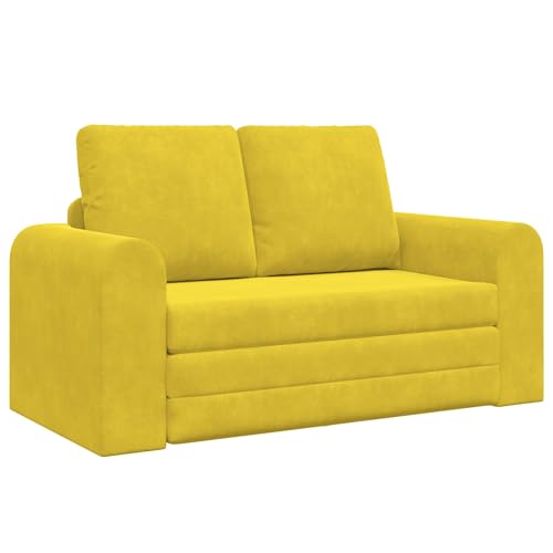 vidaXL 2 in 1 Gelbes Futon Sofa | Kompakter Indoor-Sessel, multifunktional, bequemer Stuhl, stylisches modernes Design, Sitzlösung für das Wohnzimmer, ergonomischer 3-Sitzer, schmutzabweisend von vidaXL