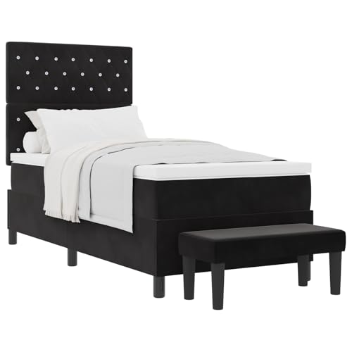 vidaXL Boxspringbett mit Matratze & Bank Schwarz 90x200 cm Samt von vidaXL