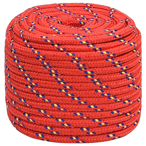 vidaXL Bootsseil Ankerleine Festmacher Tauwerk PP Leine Seil Tau Polypropylenseil Geflochten Flechtleine Rot 18mm 100m Polypropylen von vidaXL