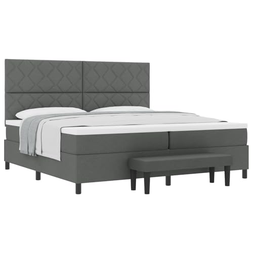 vidaXL Boxspringbett mit Matratze & Bank Dunkelgrau 200x200 cm Stoff vidaXL Boxspringbett mit Matratze & Bank Dunkelgrau 200x200 cm Stoff von vidaXL