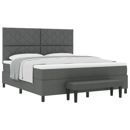 vidaXL Boxspringbett mit Matratze und Bank Düstergrau 180x200 cm Stoff vidaXL Boxspringbett mit Matratze und Bank Düstergrau 180x200 cm Stoff von vidaXL
