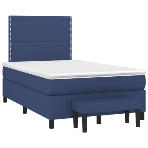 vidaXL Boxspringbett, Bett mit Matratze Kopfteil Bank, Bettgestell mit Lattenrost, Polsterbett Doppelbett für Schlafzimmer, Blau 120x190cm Stoff von vidaXL