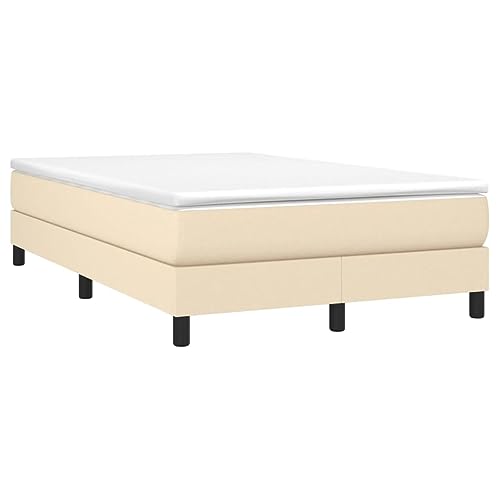 vidaXL Boxspringbett, Bettgestell mit Lattenrost, Bett Polsterbett mit Stützbeinen, Doppelbett Schlafzimmerbett, Creme 120x200cm Stoff von vidaXL