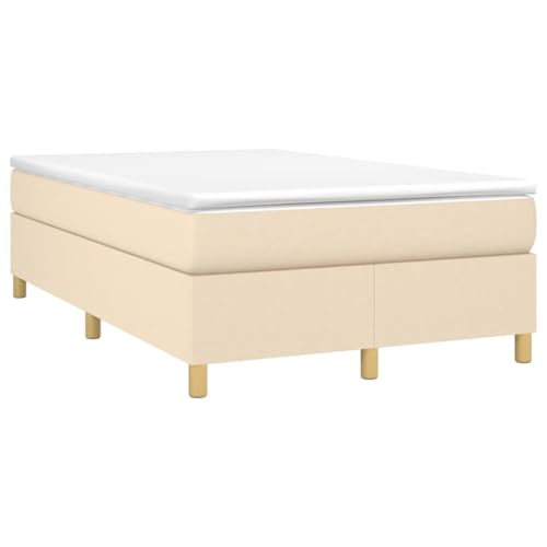 vidaXL Boxspringbett, Bettgestell mit Lattenrost, Bett Polsterbett mit Stützbeinen, Doppelbett Schlafzimmerbett, Creme 120x200cm Stoff von vidaXL