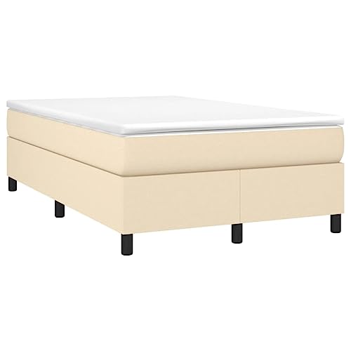 vidaXL Boxspringbett, Bettgestell mit Lattenrost, Bett Polsterbett mit Stützbeinen, Doppelbett Schlafzimmerbett, Creme 120x200cm Stoff von vidaXL