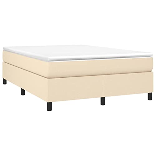 vidaXL Boxspringbett, Bettgestell mit Lattenrost, Bett Polsterbett mit Stützbeinen, Doppelbett Schlafzimmerbett, Creme 140x190cm Stoff von vidaXL