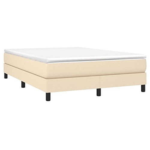 vidaXL Boxspringbett, Bettgestell mit Lattenrost, Bett Polsterbett mit Stützbeinen, Doppelbett Schlafzimmerbett, Creme 140x200cm Stoff von vidaXL