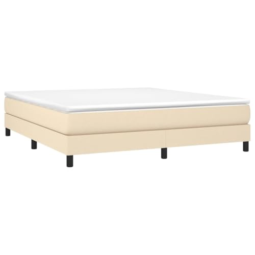 vidaXL Boxspringbett, Bettgestell mit Lattenrost, Bett Polsterbett mit Stützbeinen, Doppelbett Schlafzimmerbett, Creme 180x200cm Stoff von vidaXL