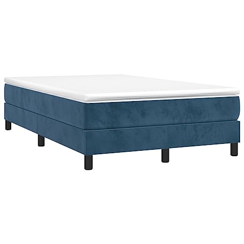 vidaXL Boxspringbett, Bettgestell mit Lattenrost, Bett Polsterbett mit Stützbeinen, Doppelbett Schlafzimmerbett, Dunkelblau 120x200cm Samt von vidaXL