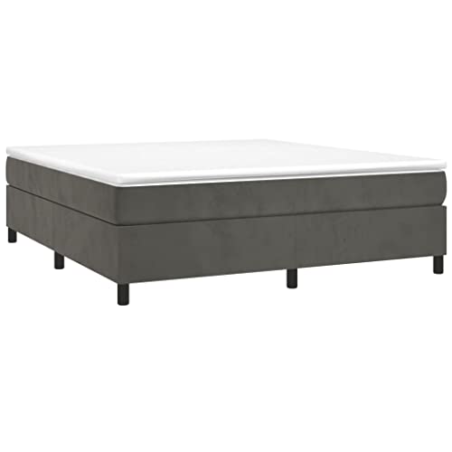 vidaXL Boxspringbett, Bettgestell mit Lattenrost, Bett Polsterbett mit Stützbeinen, Doppelbett Schlafzimmerbett, Dunkelgrau 200x200cm Samt von vidaXL