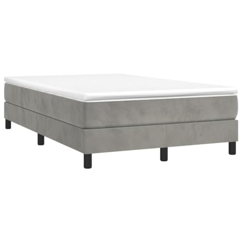 vidaXL Boxspringbett, Bettgestell mit Lattenrost, Bett Polsterbett mit Stützbeinen, Doppelbett Schlafzimmerbett, Hellgrau 120x200cm Samt von vidaXL