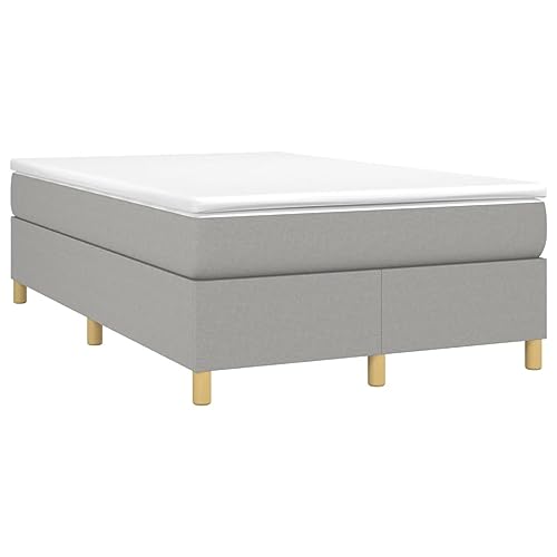 vidaXL Boxspringbett, Bettgestell mit Lattenrost, Bett Polsterbett mit Stützbeinen, Doppelbett Schlafzimmerbett, Hellgrau 120x200cm Stoff von vidaXL