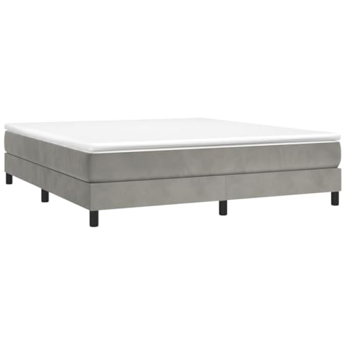 vidaXL Boxspringbett, Bettgestell mit Lattenrost, Bett Polsterbett mit Stützbeinen, Doppelbett Schlafzimmerbett, Hellgrau 160x200cm Samt von vidaXL