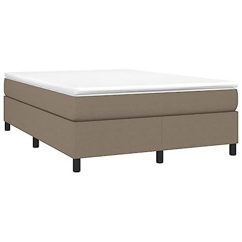 vidaXL Boxspringbett, Bettgestell mit Lattenrost, Bett Polsterbett mit Stützbeinen, Doppelbett Schlafzimmerbett, Taupe 140x200cm Stoff von vidaXL