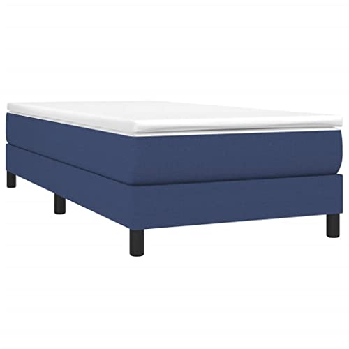 vidaXL Boxspringbett, Bettgestell mit Lattenrost, Bett Polsterbett mit Stützbeinen, Einzelbett Schlafzimmerbett, Blau 100x200cm Stoff von vidaXL