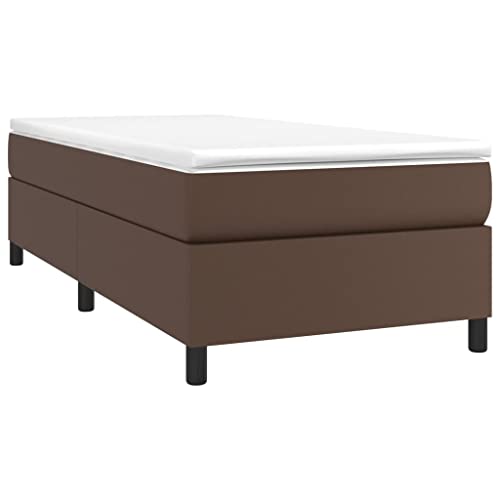 vidaXL Boxspringbett, Bettgestell mit Lattenrost, Bett Polsterbett mit Stützbeinen, Einzelbett Schlafzimmerbett, Braun 80x200cm Kunstleder von vidaXL