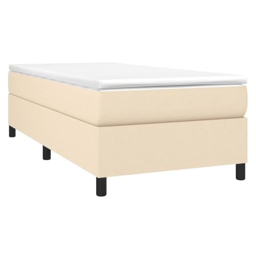 vidaXL Boxspringbett, Bettgestell mit Lattenrost, Bett Polsterbett mit Stützbeinen, Einzelbett Schlafzimmerbett, Creme 90x190cm Stoff von vidaXL