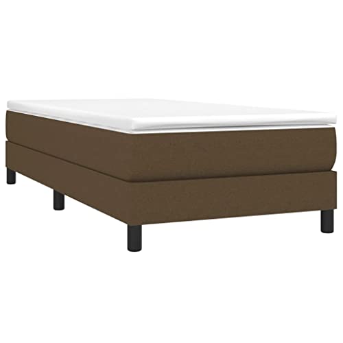 vidaXL Boxspringbett, Bettgestell mit Lattenrost, Bett Polsterbett mit Stützbeinen, Einzelbett Schlafzimmerbett, Dunkelbraun 100x200cm Stoff von vidaXL