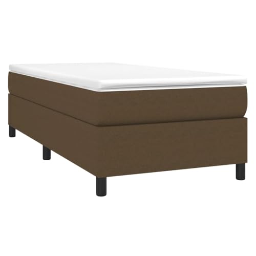 vidaXL Boxspringbett, Bettgestell mit Lattenrost, Bett Polsterbett mit Stützbeinen, Einzelbett Schlafzimmerbett, Dunkelbraun 90x200cm Stoff von vidaXL