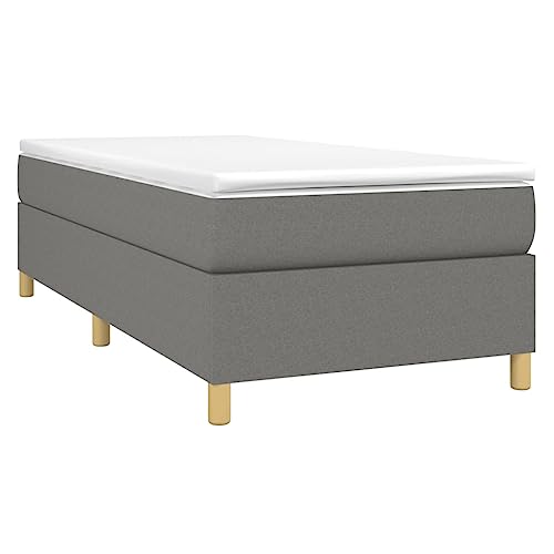 vidaXL Boxspringbett, Bettgestell mit Lattenrost, Bett Polsterbett mit Stützbeinen, Einzelbett Schlafzimmerbett, Dunkelgrau 80x200cm Stoff von vidaXL