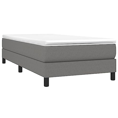 vidaXL Boxspringbett, Bettgestell mit Lattenrost, Bett Polsterbett mit Stützbeinen, Einzelbett Schlafzimmerbett, Dunkelgrau 80x200cm Stoff von vidaXL