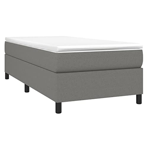 vidaXL Boxspringbett, Bettgestell mit Lattenrost, Bett Polsterbett mit Stützbeinen, Einzelbett Schlafzimmerbett, Dunkelgrau 90x190cm Stoff von vidaXL