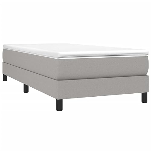 vidaXL Boxspringbett, Bettgestell mit Lattenrost, Bett Polsterbett mit Stützbeinen, Einzelbett Schlafzimmerbett, Hellgrau 100x200cm Stoff von vidaXL