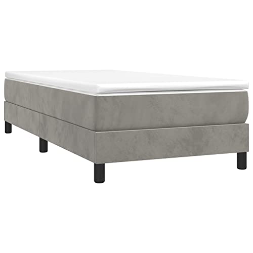 vidaXL Boxspringbett, Bettgestell mit Lattenrost, Bett Polsterbett mit Stützbeinen, Einzelbett Schlafzimmerbett, Hellgrau 90x200cm Samt von vidaXL