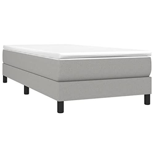 vidaXL Boxspringbett, Bettgestell mit Lattenrost, Bett Polsterbett mit Stützbeinen, Einzelbett Schlafzimmerbett, Hellgrau 90x200cm Stoff von vidaXL