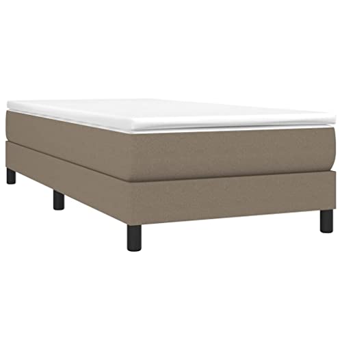 vidaXL Boxspringbett, Bettgestell mit Lattenrost, Bett Polsterbett mit Stützbeinen, Einzelbett Schlafzimmerbett, Taupe 100x200cm Stoff von vidaXL