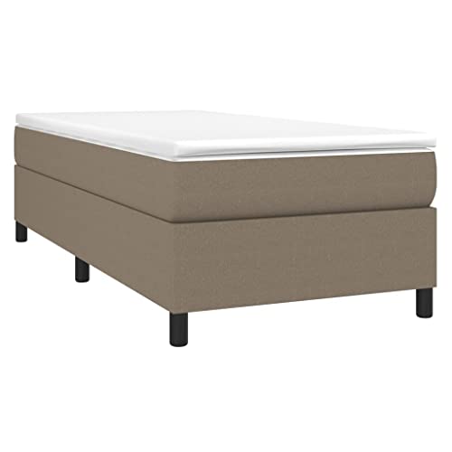 vidaXL Boxspringbett, Bettgestell mit Lattenrost, Bett Polsterbett mit Stützbeinen, Einzelbett Schlafzimmerbett, Taupe 100x200cm Stoff von vidaXL