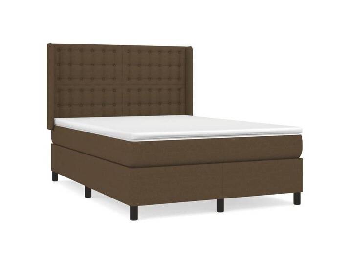 vidaXL Boxspringbett, Boxbett mit Matratze Dunkelbraun 140x200 cm Stoff von vidaXL