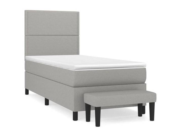 vidaXL Boxspringbett, Boxbett mit Matratze Hellgrau 80x200 cm Stoff vidaXL Boxspringbett, Boxbett mit Matratze Hellgrau 80x200 cm Stoff von vidaXL