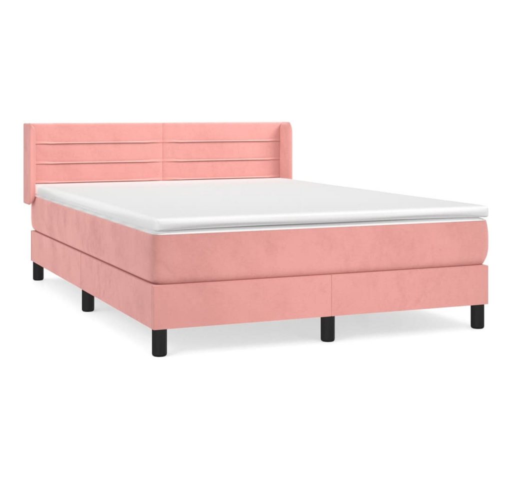 vidaXL Boxspringbett, Boxbett mit Matratze Rosa 140x200 cm Samt von vidaXL