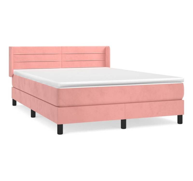 vidaXL Boxspringbett, Boxbett mit Matratze Rosa 140x200 cm Samt von vidaXL